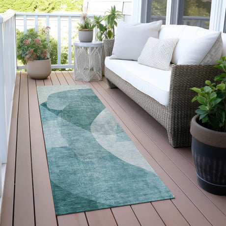 Addison Chantille ACN2057 Abstract Machine Made Transitional Teal Rug
