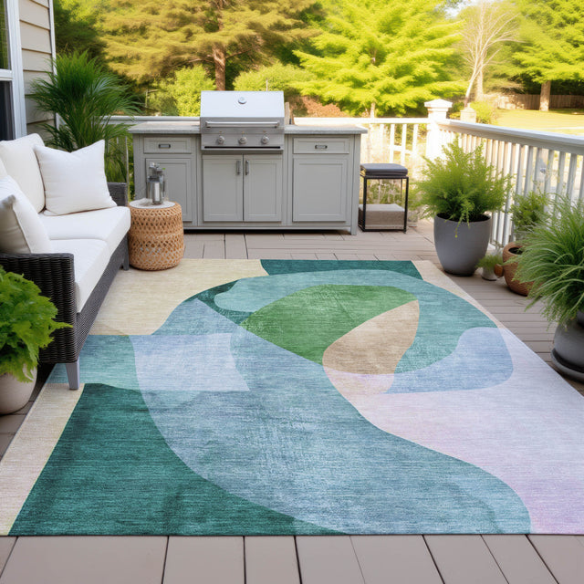 Addison Chantille ACN2058 Abstract Machine Made Transitional Green Rug