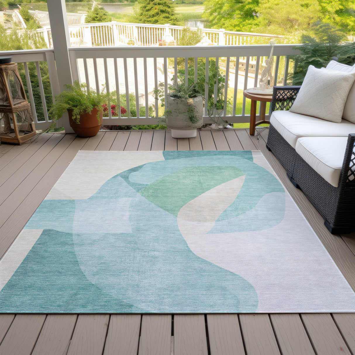 Addison Chantille ACN2058 Abstract Machine Made Transitional Seafoam Rug