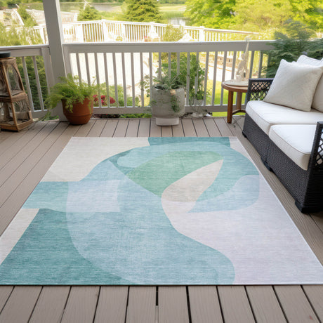 Addison Chantille ACN2058 Abstract Machine Made Transitional Seafoam Rug