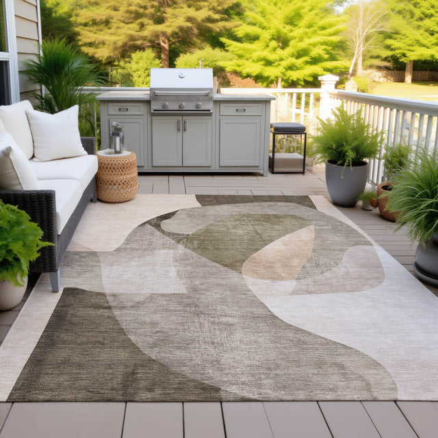Addison Chantille ACN2058 Abstract Machine Made Transitional Taupe Rug