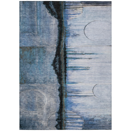 Addison Chantille ACN2059 Abstract Machine Made Transitional Blue Rug