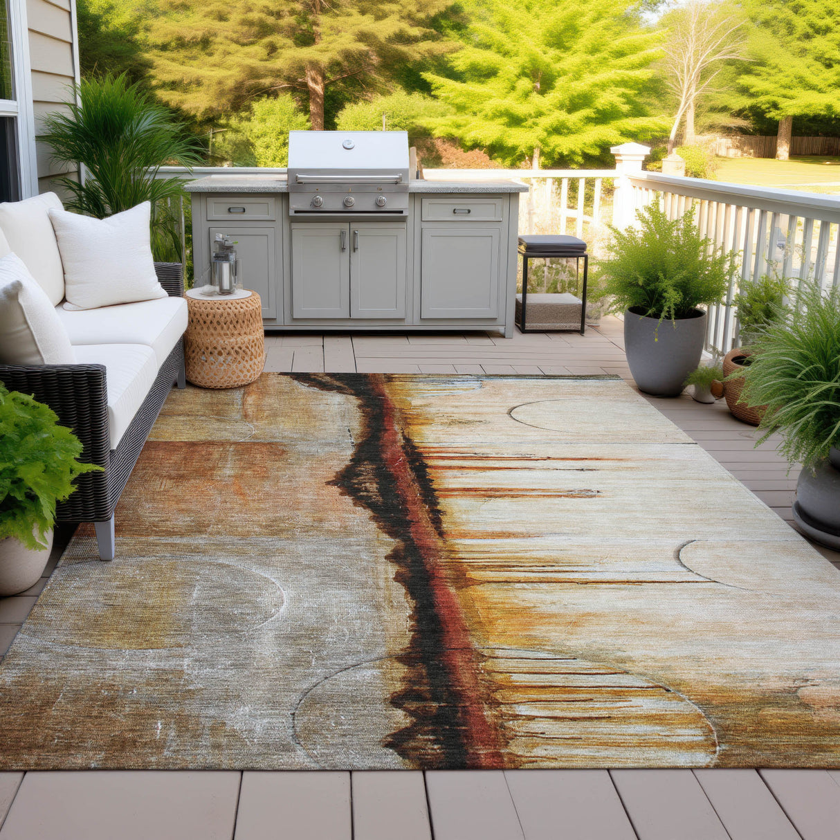Addison Chantille ACN2059 Abstract Machine Made Transitional Paprika Rug