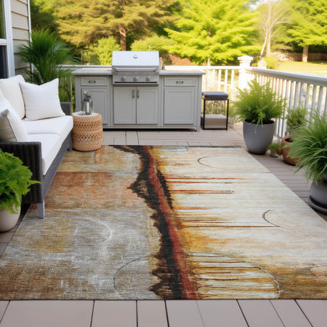 Addison Chantille ACN2059 Abstract Machine Made Transitional Paprika Rug