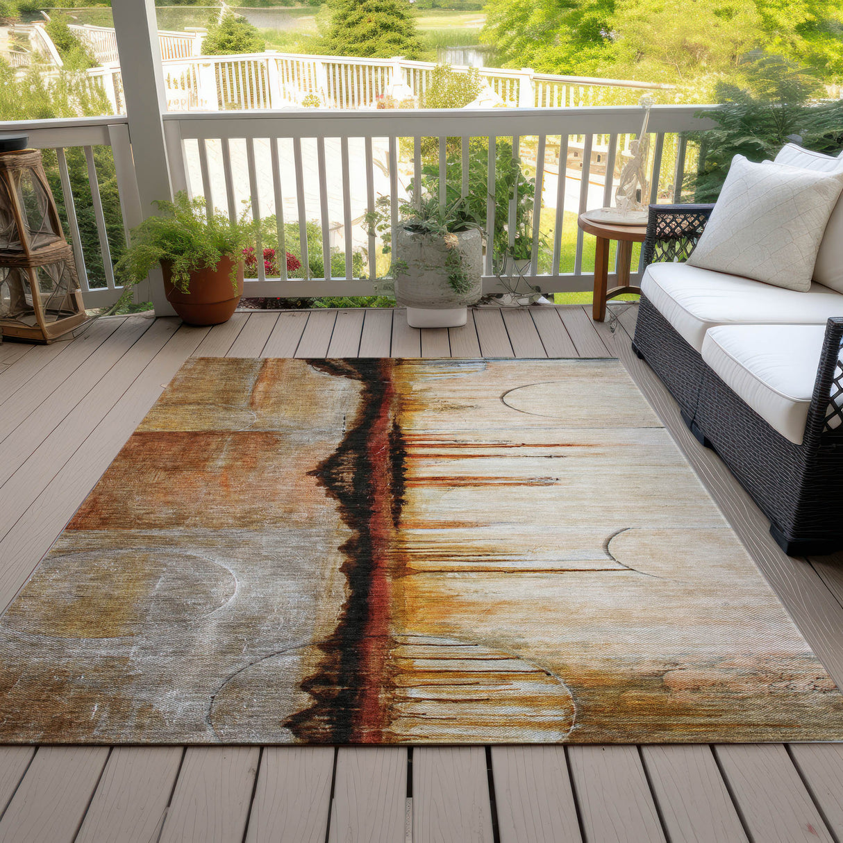 Addison Chantille ACN2059 Abstract Machine Made Transitional Paprika Rug