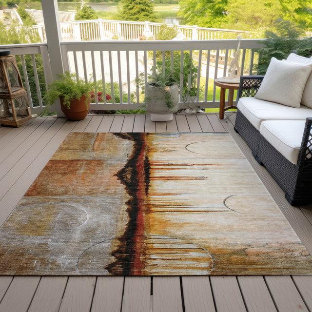 Addison Chantille ACN2059 Abstract Machine Made Transitional Paprika Rug
