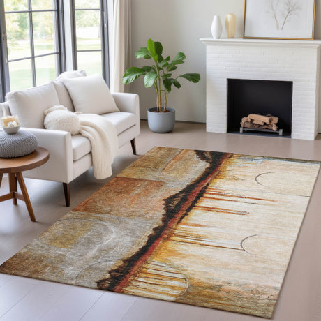 Addison Chantille ACN2059 Abstract Machine Made Transitional Paprika Rug