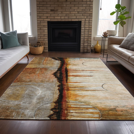 Addison Chantille ACN2059 Abstract Machine Made Transitional Paprika Rug