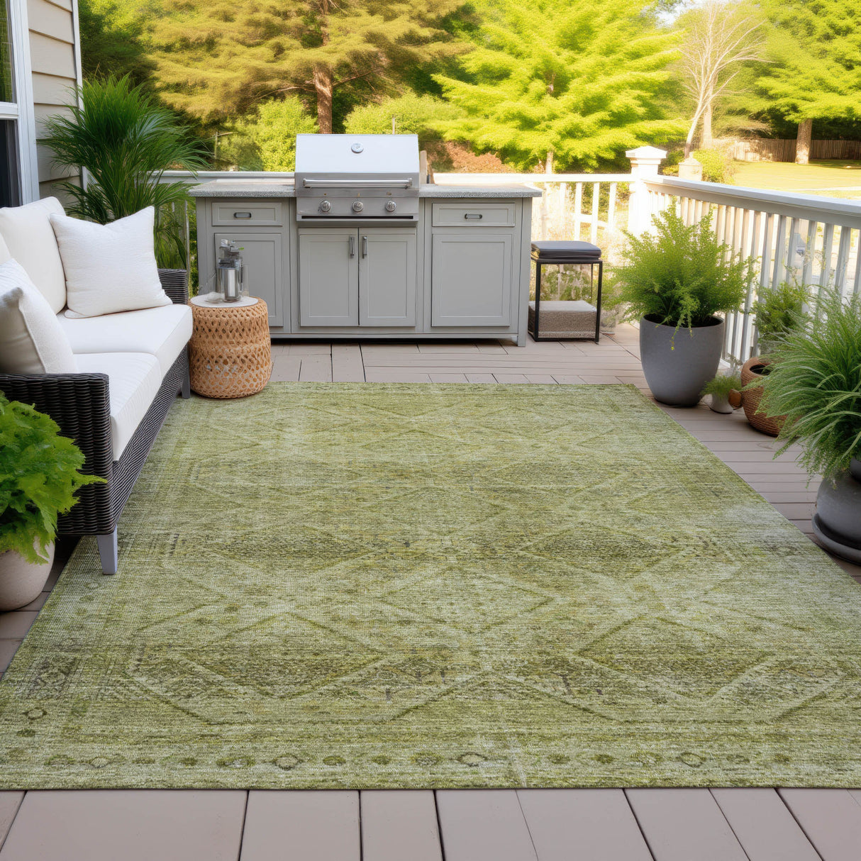 Addison Chantille ACN2060 Geometric Machine Made Transitional Aloe Rug