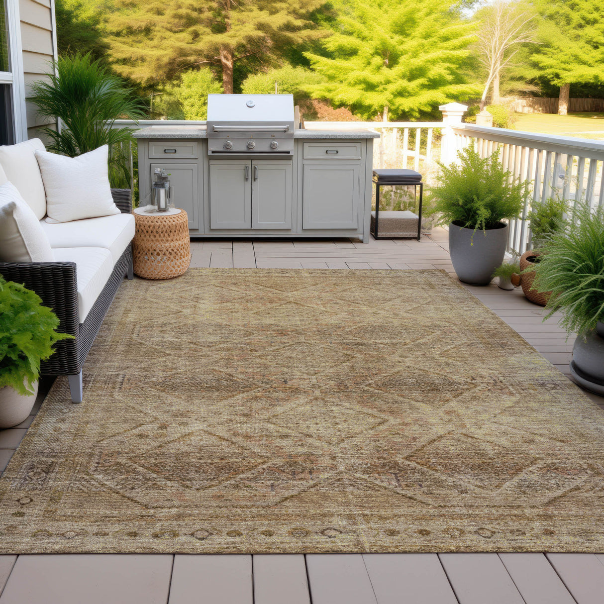 Addison Chantille ACN2060 Geometric Machine Made Transitional Khaki Rug