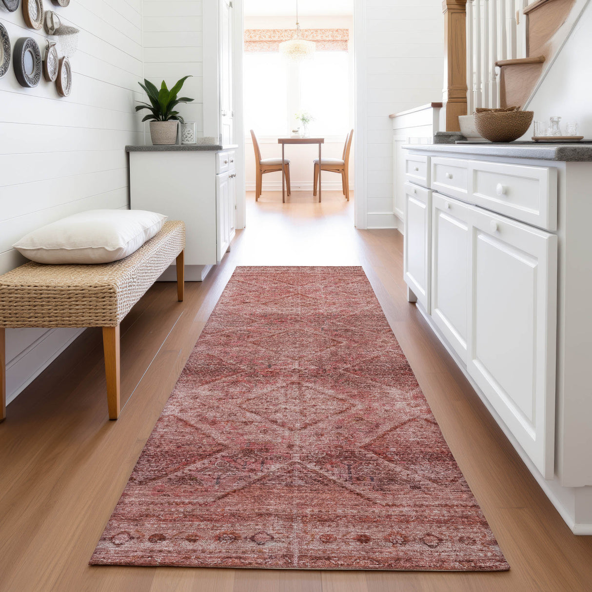 Addison Chantille ACN2060 Geometric Machine Made Transitional Pink Rug