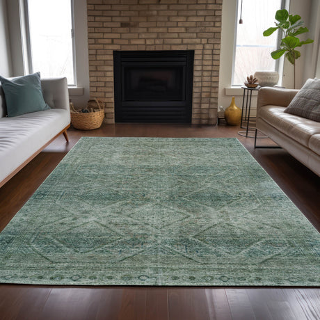 Addison Chantille ACN2060 Geometric Machine Made Transitional Teal Rug