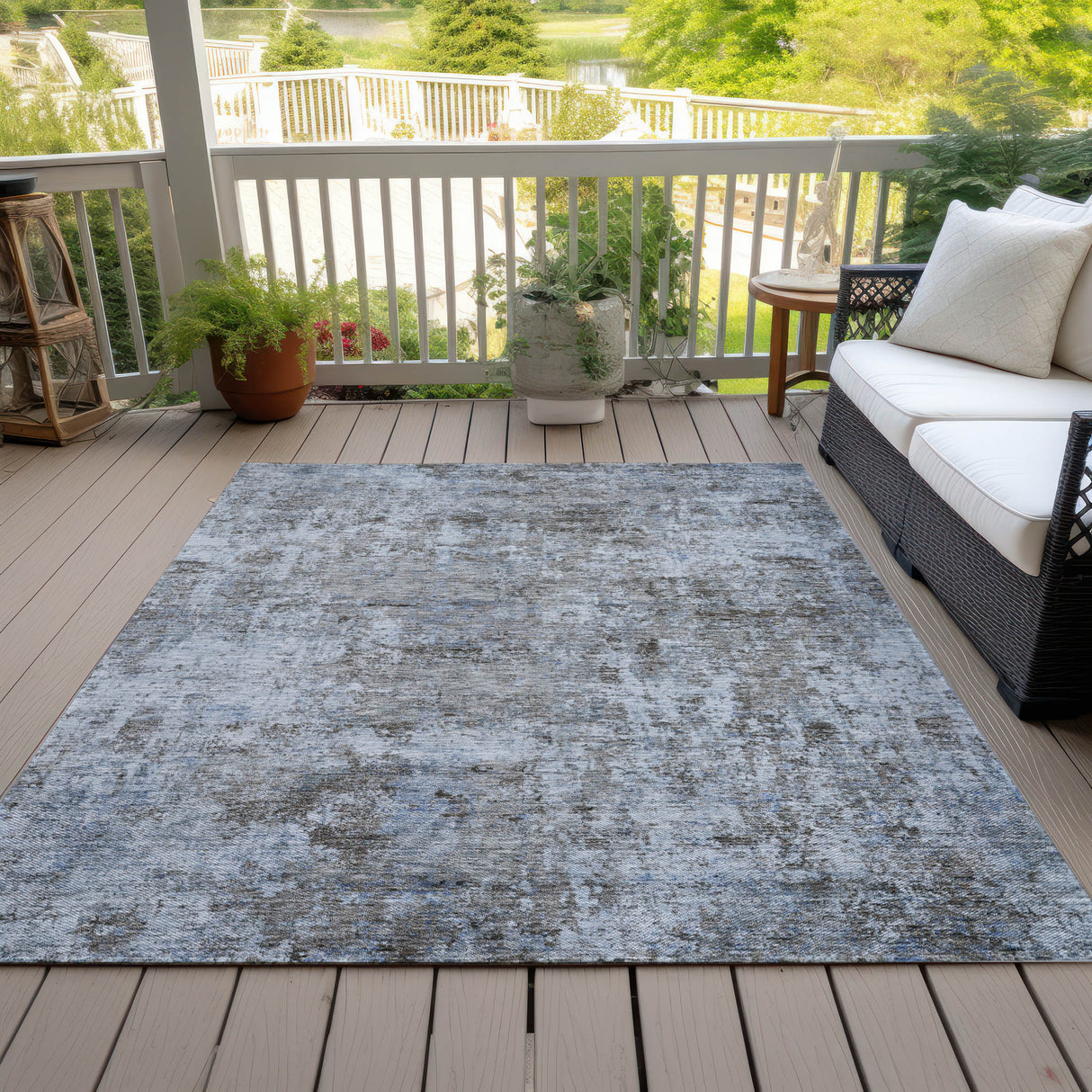 Addison Chantille ACN2061 Abstract Machine Made Transitional Blue Rug