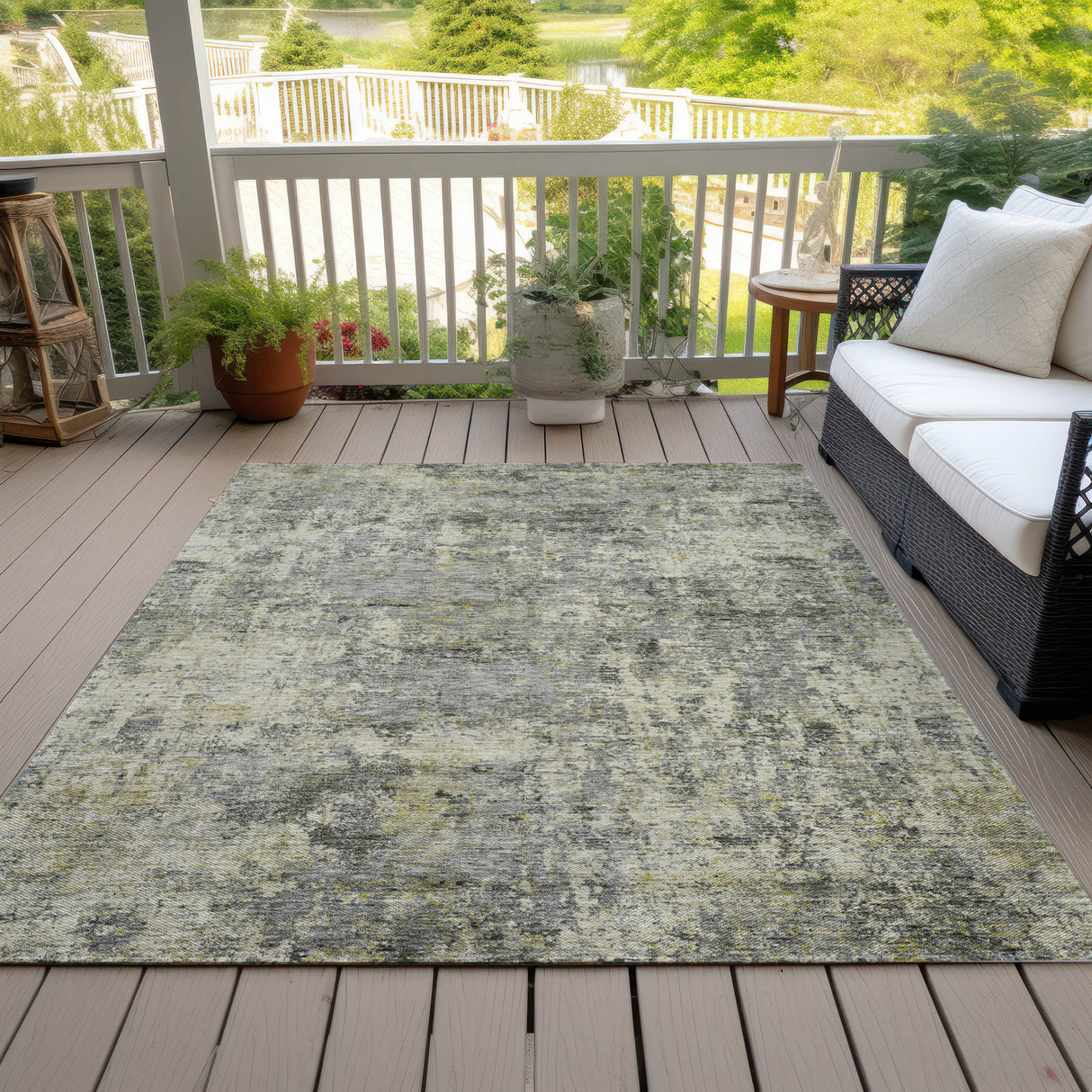 Addison Chantille ACN2061 Abstract Machine Made Transitional Pewter Rug