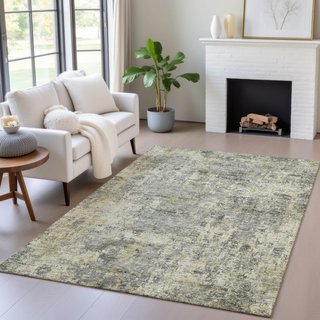 Addison Chantille ACN2061 Abstract Machine Made Transitional Pewter Rug