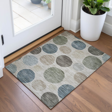 Addison Chantille ACN2062 Geometric Machine Made Transitional Khaki Rug