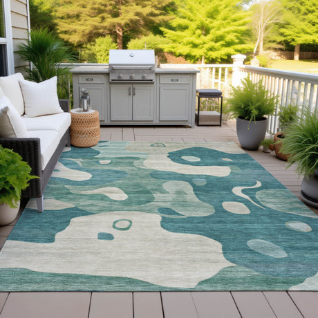 Addison Chantille ACN2063 Abstract Machine Made Transitional Teal Rug