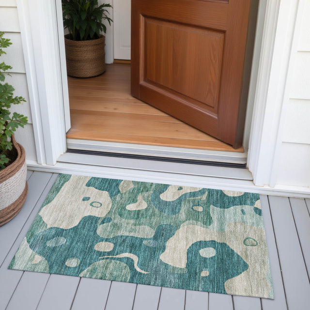 Addison Chantille ACN2063 Abstract Machine Made Transitional Teal Rug