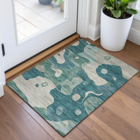 Addison Chantille ACN2063 Abstract Machine Made Transitional Teal Rug