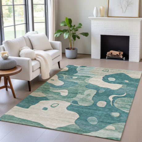 Addison Chantille ACN2063 Abstract Machine Made Transitional Teal Rug