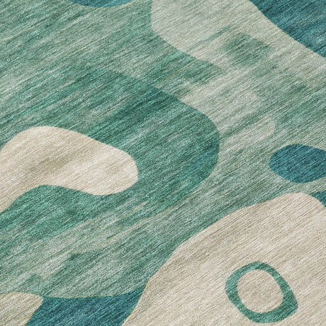 Addison Chantille ACN2063 Abstract Machine Made Transitional Teal Rug