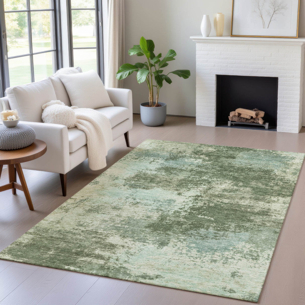 Addison Chantille ACN2065 Abstract Machine Made Transitional Aloe Rug