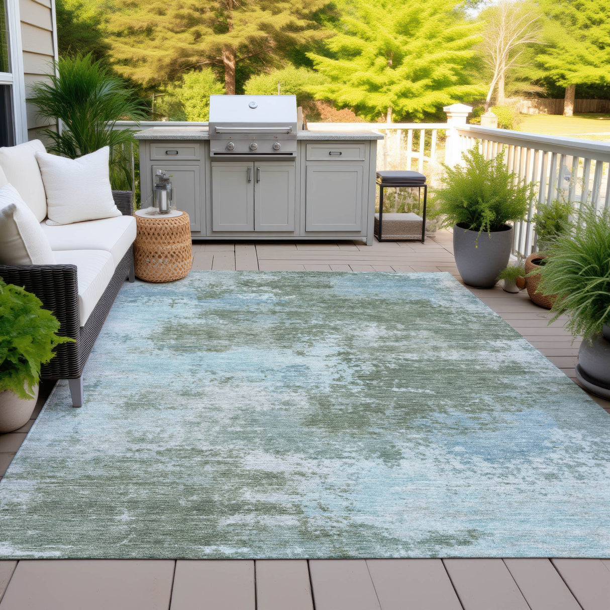 Addison Chantille ACN2065 Abstract Machine Made Transitional Sage Rug