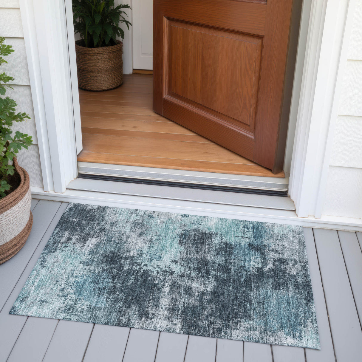Addison Chantille ACN2065 Abstract Machine Made Transitional Teal Rug