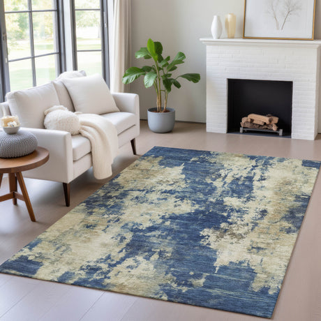 Addison Chantille ACN2066 Abstract Machine Made Transitional Navy Rug