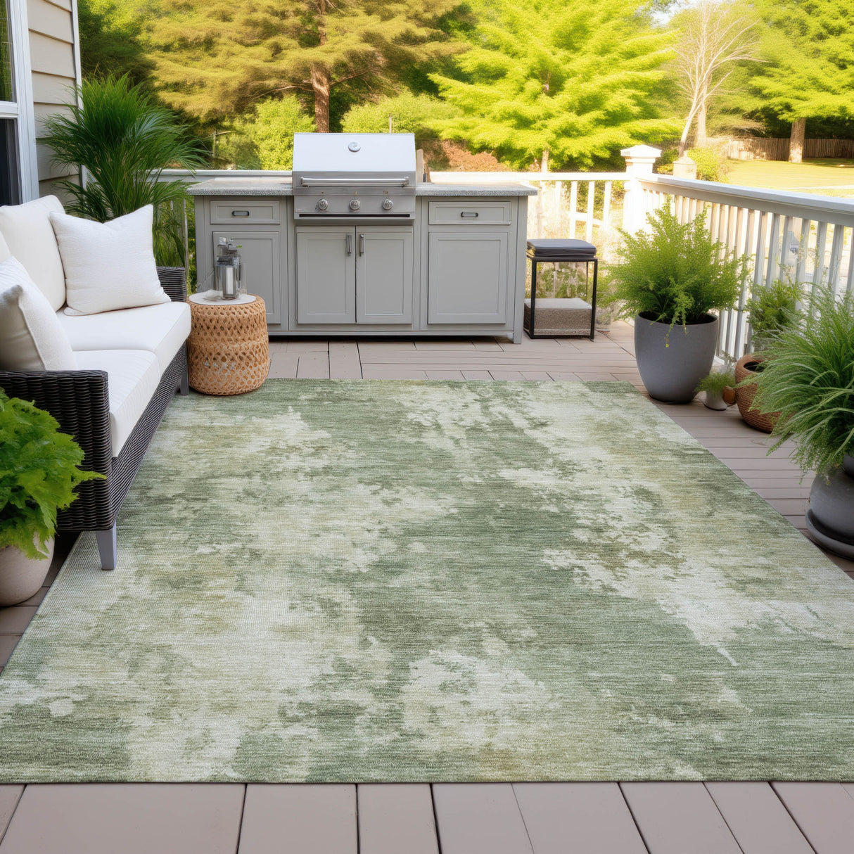 Addison Chantille ACN2066 Abstract Machine Made Transitional Sage Rug