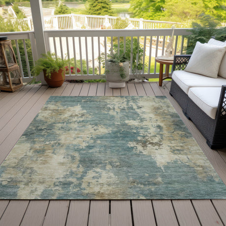 Addison Chantille ACN2066 Abstract Machine Made Transitional Teal Rug