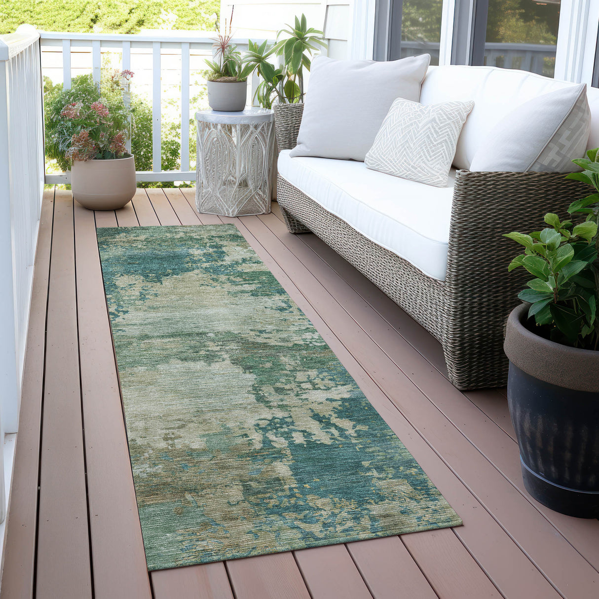 Addison Chantille ACN2067 Abstract Machine Made Transitional Teal Rug