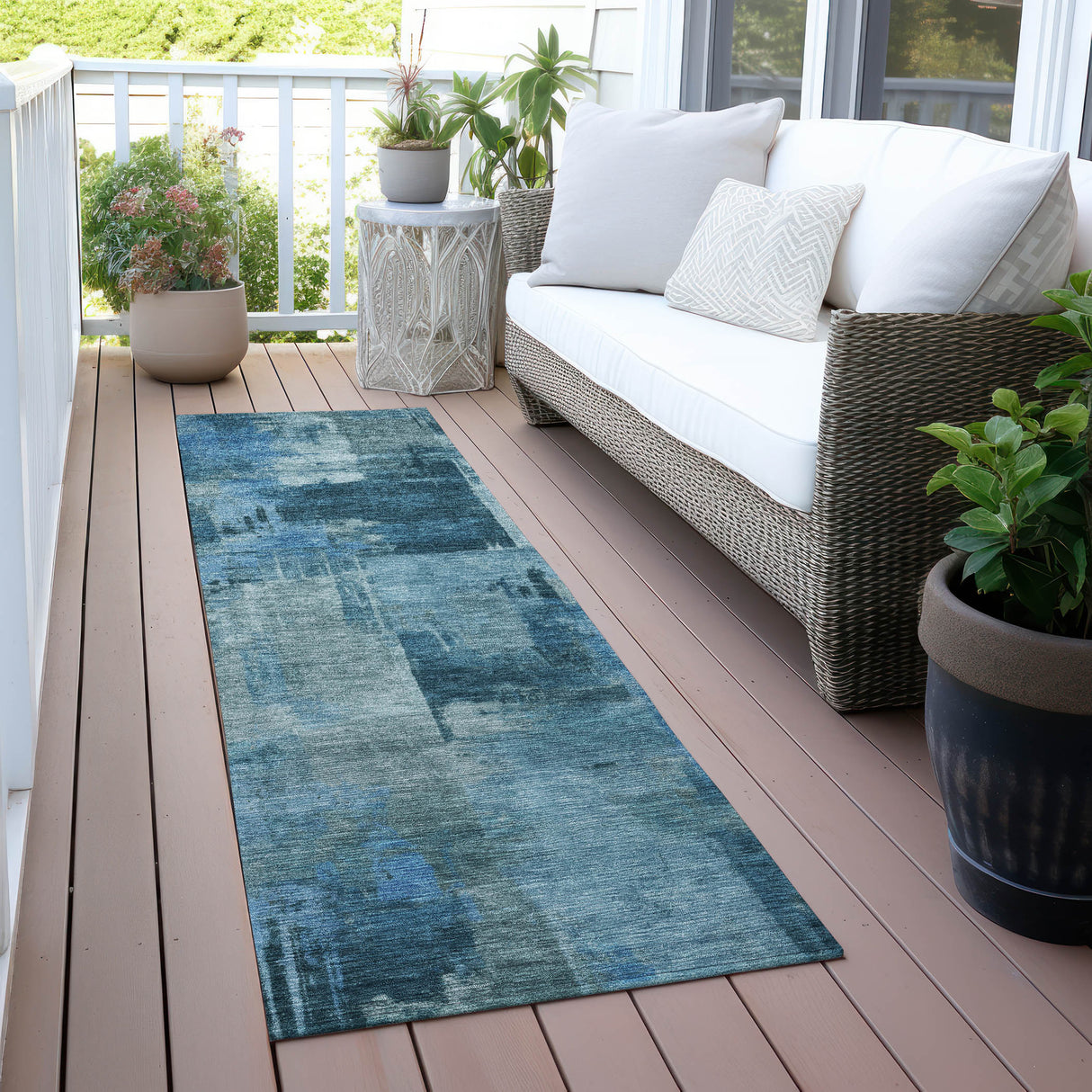 Addison Chantille ACN2069 Abstract Machine Made Transitional Blue Rug