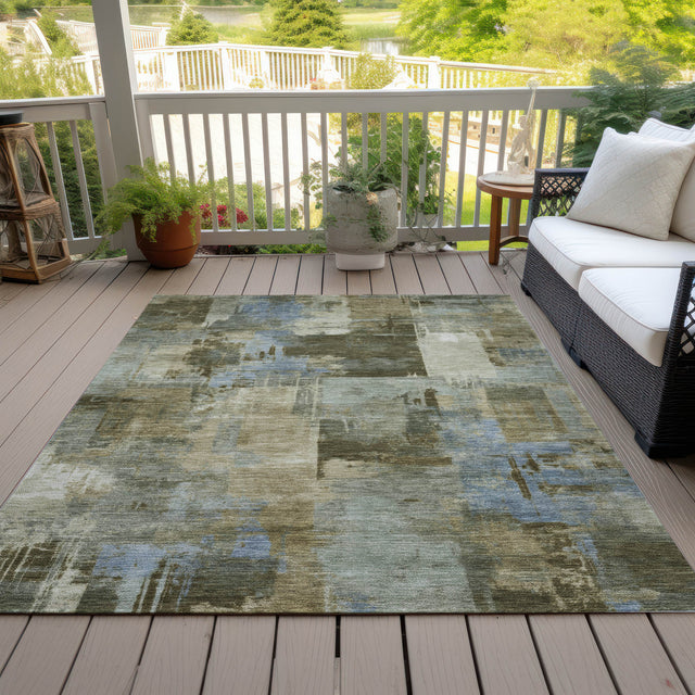 Addison Chantille ACN2069 Abstract Machine Made Transitional Green Rug