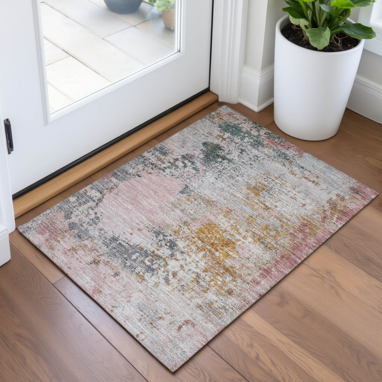 Addison Chantille ACN2070 Abstract Machine Made Transitional Pink Rug