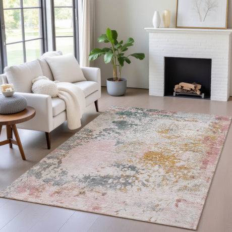 Addison Chantille ACN2070 Abstract Machine Made Transitional Pink Rug