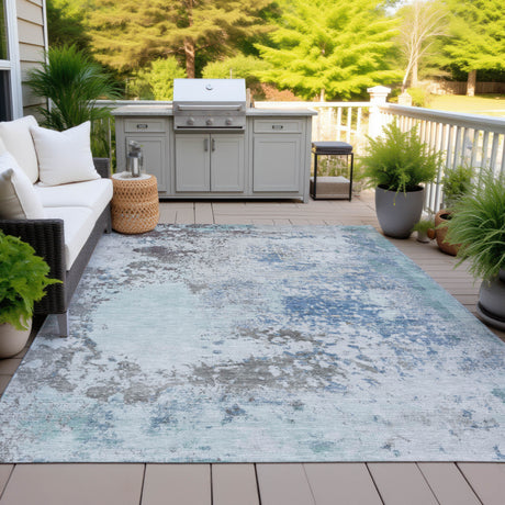 Addison Chantille ACN2070 Abstract Machine Made Transitional Turquoise Rug