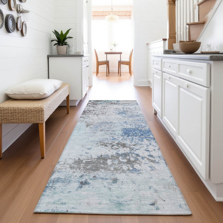 Addison Chantille ACN2070 Abstract Machine Made Transitional Turquoise Rug