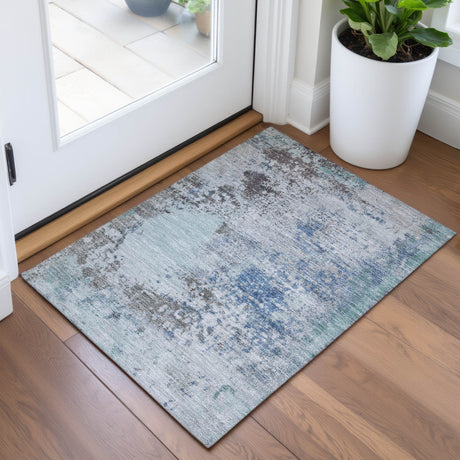 Addison Chantille ACN2070 Abstract Machine Made Transitional Turquoise Rug