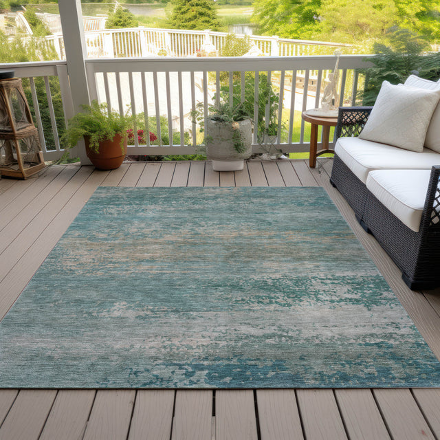 Addison Chantille ACN2071 Abstract Machine Made Transitional Aqua Rug