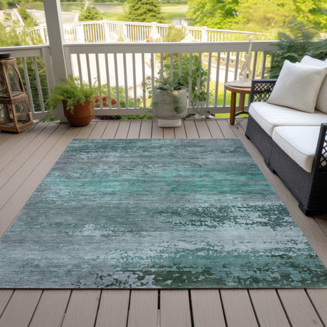 Addison Chantille ACN2071 Abstract Machine Made Transitional Teal Rug