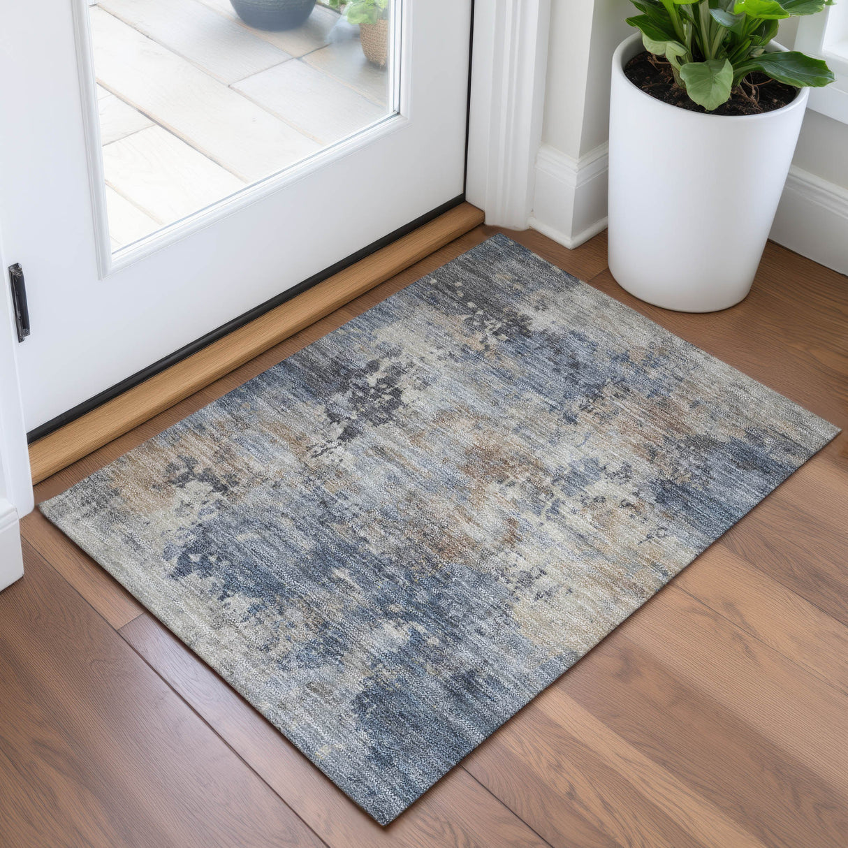 Addison Chantille ACN2073 Abstract Machine Made Transitional Denim Rug