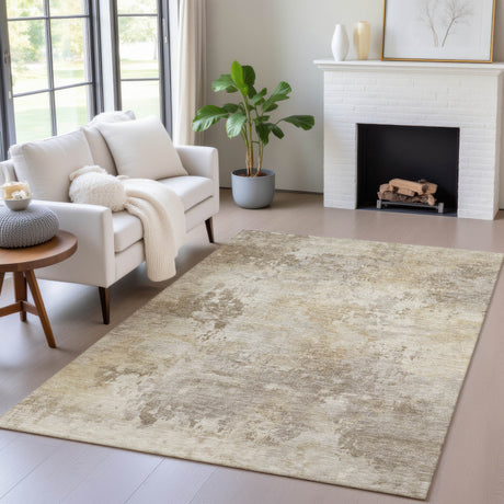 Addison Chantille ACN2073 Abstract Machine Made Transitional Tan Rug