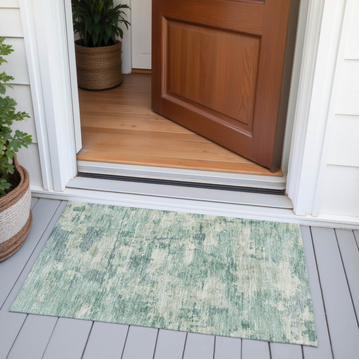Addison Chantille ACN2074 Abstract Machine Made Transitional Teal Rug