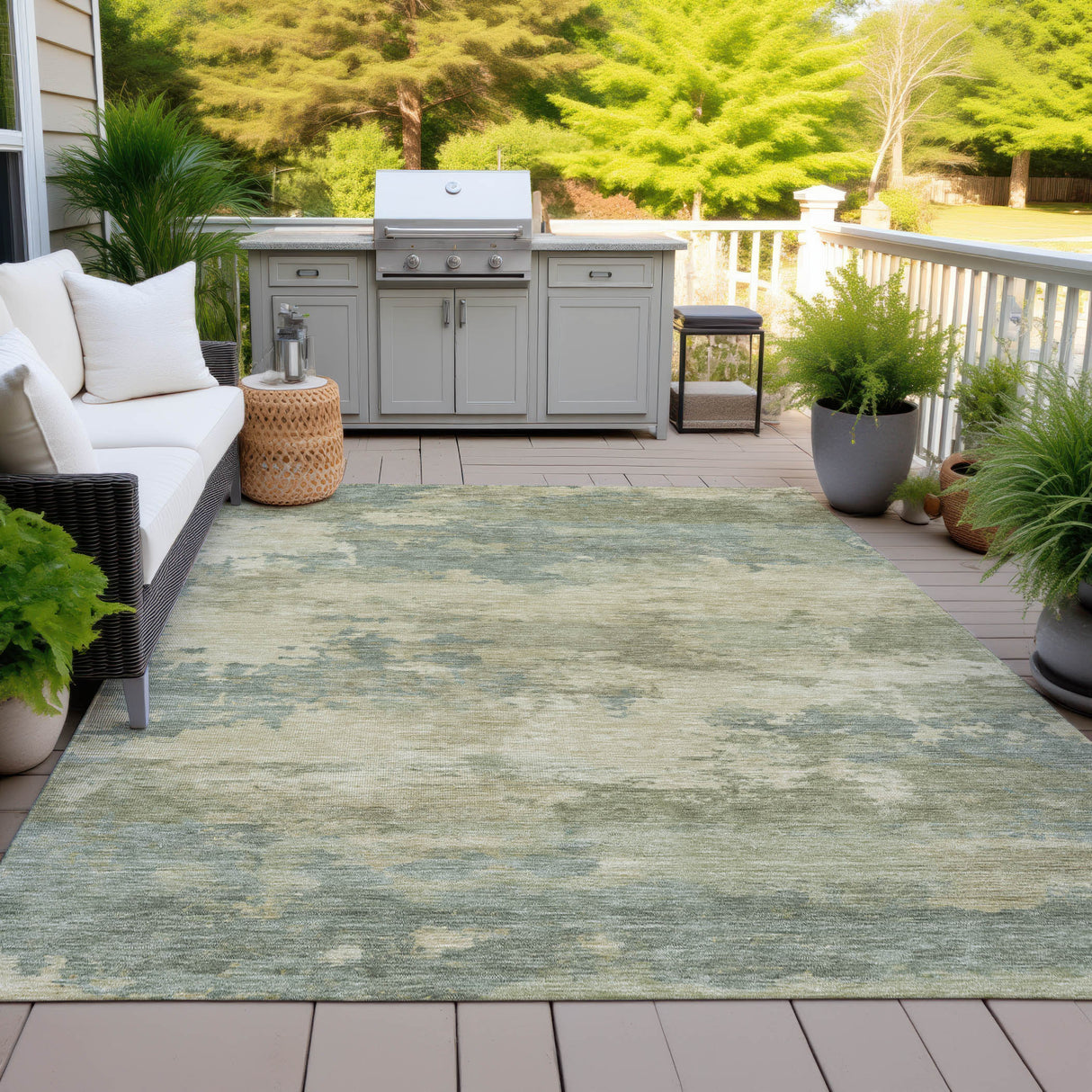 Addison Chantille ACN2075 Abstract Machine Made Transitional Seafoam Rug