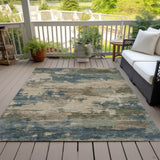 Addison Chantille ACN2075 Abstract Machine Made Transitional Teal Rug