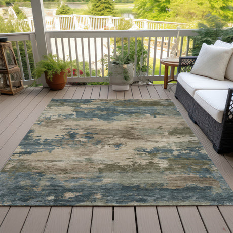 Addison Chantille ACN2075 Abstract Machine Made Transitional Teal Rug