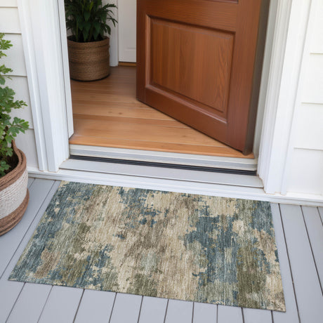 Addison Chantille ACN2075 Abstract Machine Made Transitional Teal Rug