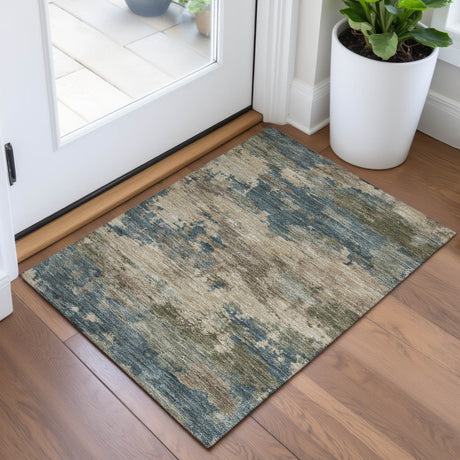 Addison Chantille ACN2075 Abstract Machine Made Transitional Teal Rug
