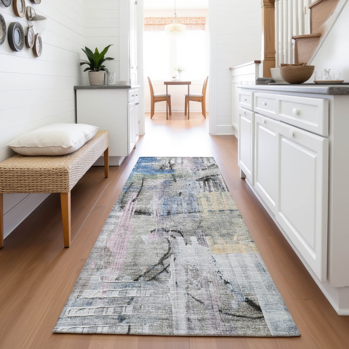 Addison Chantille ACN2076 Abstract Machine Made Transitional Blue Rug